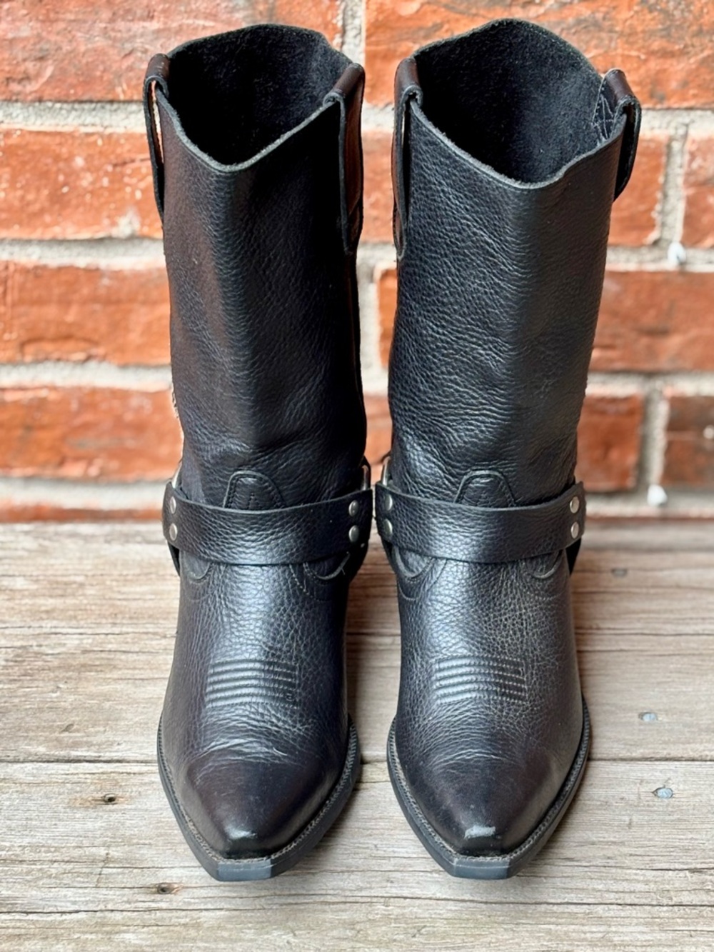 Ariat Women’s Black Leather Hollywood Harness Biker Cowboy Boots 7B NEW - Picture 2 of 8